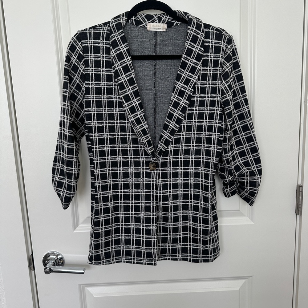 Black and White Plaid Blazer